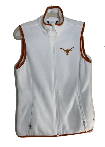 Columbia Texas Longhorns UT Womens Fleece Vest Size SMALL  zipper Pockets Cover
