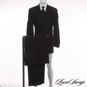 NWT DEADSTOCK Hugo Boss Made in USA 100% Linen Black Rossellini Suit 46 L NR - Picture 1 of 14
