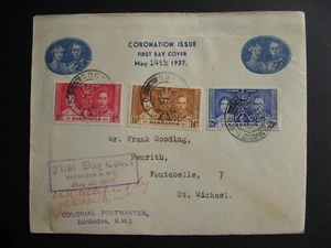 Barbados KGVI coronation FDC Sc 190-2 is post master certified! - Picture 1 of 2