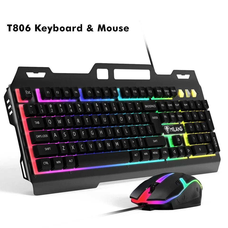 Computer Desktop Gaming Keyboard and Mouse Mechanical Feel Led Light Backlit PC - Image 1 of 1