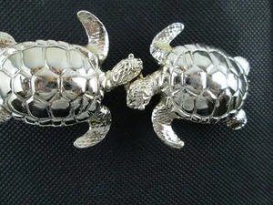 Kissing Turtle Tortoise  Interlocking Gold Color  Belt Buckle fits 1" Belt - Picture 1 of 9