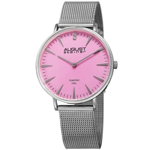 Women's August Steiner AS8207SS Diamond Dial Quartz Steel Mesh Bracelet Watch
