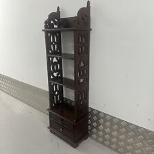 Gothic Style Cut Out Shelves Bookcase With Two Drawers Freestanding Dark Wood