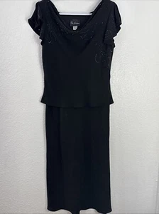 Vintage S.L. Fashions Größe 14 schwarz Perlen Fee Midi festliches Kleid Damen - Bild 1 von 8