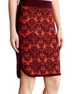 Falda Lápiz Moth by Anthropologie Naranja Jacquard Talla XS - Imagen 1 de 8