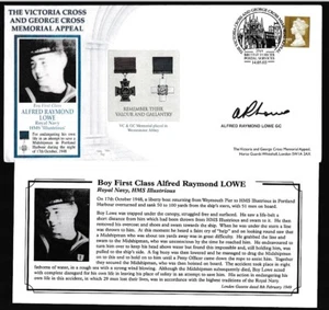 George Cross 2003 cover SIGNED Boy 1st Class Alfred Lowe GC HMS Illustrious - Picture 1 of 1