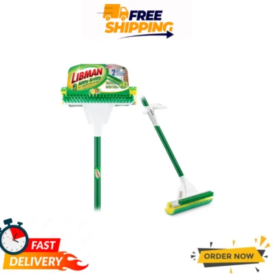 Libman Nitty Gritty Roller Sponge Mop with Scrub Brush – Powerful Floor Cleaning