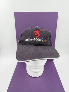 Beijing 2008 Olympics Ball Cap Hat Black White Trim Adjust Strapback - Picture 1 of 6