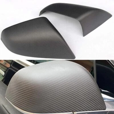 Cubierta de espejo retrovisor de fibra de carbono negro mate real apta para Tesla Model 3 2016-20 Foto 1 de 4