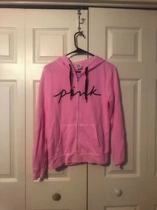 Victoria's Secret PINK Solid Pink Everyday Lounge Perfect Full Zip Script Logo S - Picture 1 of 8