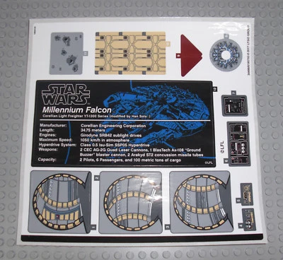 LEGO Star Wars 75192 Millennium Falcon - STICKER / AUFKLEBER - UCS Falke Decals