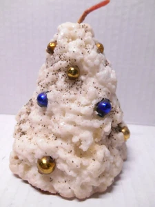 CHRISTMAS TREE Vintage 1957 Holiday Candle- Mercury Glass Ornaments 4" Unused - Picture 1 of 6