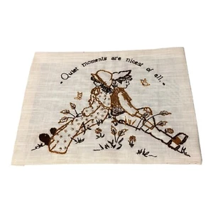 Nadelspitze Junge & Mädchen Crewel bestickt Wandbild Cottagecore - Bild 1 von 4