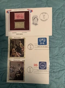 BETSY ROSS-US FDC (2)-#1004-12 KT GOLD/18CENT-STAR ENVELOPE/ - Picture 1 of 3