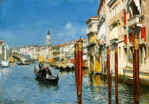 Lienzo de arte mural Rubens Santoro El Gran Canal con el Puente de Rialto Venecia - Imagen 1 de 1