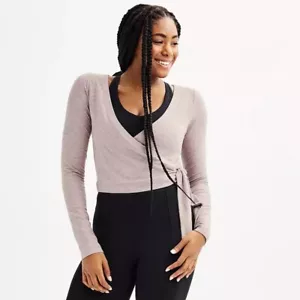 New Women's FLX Wander Ballet Wrap Long Sleeve Top Litho Purple Choos Size - Picture 1 of 1