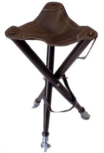 Tripod Leather Stool Wooden Folding Chair Stool Seat GAMEBIRD Camping Fishing