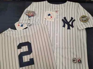 Majestic 2009 World Series New York Yankees JETER RODRIGUEZ Sewn JERSEY WHITE - Picture 1 of 12