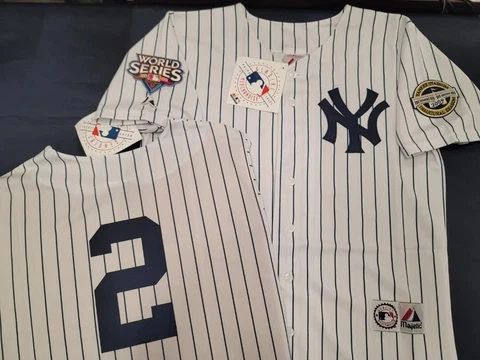 Majestic 2009 World Series New York Yankees JETER RODRIGUEZ Sewn JERSEY WHITE Cover