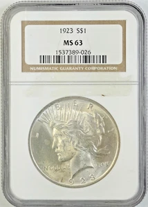 1923 Peace Silver Dollar MS63 NGC - Picture 1 of 2