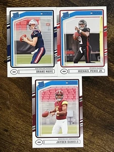 3 Karten LOT 2024 Donruss Rated Rookie QB Drake Maye Jayden Daniels Michael Penix - Bild 1 von 2