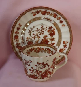 Spode Copeland England INDIAN TREE Orange Rost flache Tasse & Untertasse alter Bodenstempel - Bild 1 von 4