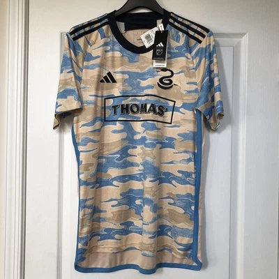 Adidas Philadelphia Union Away Jersey Sand Camo Blue Aeroready Men’s Large 23 24 - Image 1 of 4