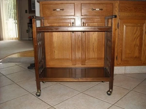 Vintage WOOD Mid Century Bar Cart, Serving Cart, Stereo, TV, Microwave Stand - Picture 1 of 16