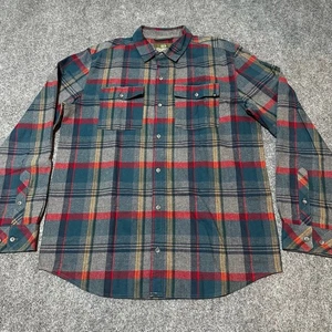 NEW DRAVUS Shirt Mens Large Blue Red Plaid Cotton Blend Button Up Collared - Picture 1 of 12