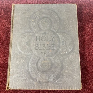 Antique Self-Pronouncing Holy Bible Old & New Testaments Original Tongues KJV - Foto 1 di 24