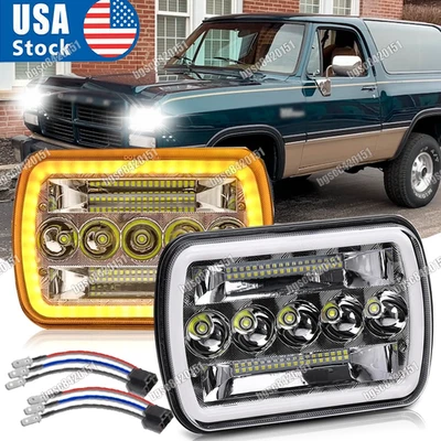 Par de faróis de LED 5x7" 7x6 polegadas para Dodge Ramcharger 1981-1993 W100 W150 W250 - Imagem 1 de 4