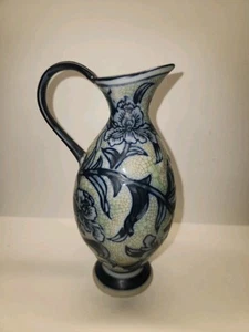 Seymour Mann China Blue Fine Porcelain Blue Green Beige Brown Vase 7.5 inches - Picture 1 of 13