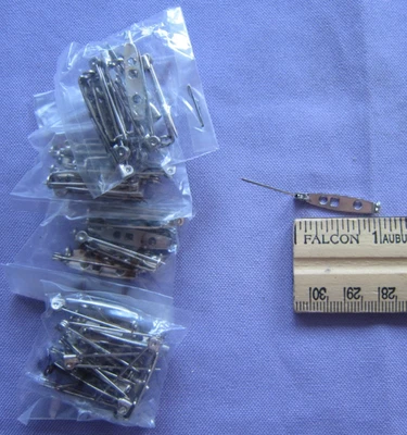 (48) NOS 1" Pin Back Joyería Hallazgos Color Plata Foto 1 de 2