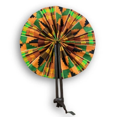 Abanico de mano Kente - Abanico plegable tradicional con estampado africano para bodas, fiestas regalo Foto 1 de 4