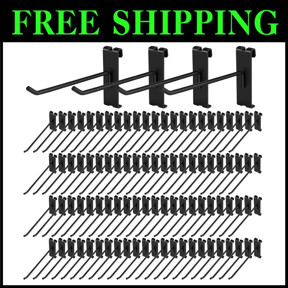 96-Pack Black 8" Heavy Duty Gridwall Hooks - Image 1 of 4