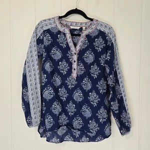 Punta túnica ligera Orivs Blockprint azul bohemio talla pequeña - Imagen 1 de 9