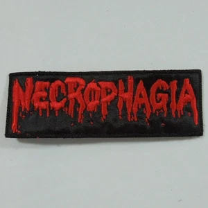 NECROPHAGIA Band Logo SMALL PATCH RED Embroidered - Picture 1 of 6