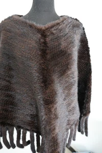 Nueva Trenza Genuina Capa de Piel de Visón/Capa Marrón/Bufanda/Chaqueta/Poncho/Estola Mujer - Imagen 1 de 4