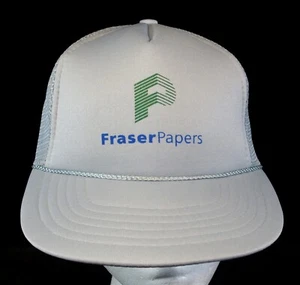 Fraser Papers Trucker Hat Gray Mesh SIZE YOUTH Paper Mill Madawaska Maine RARE - Foto 1 di 9