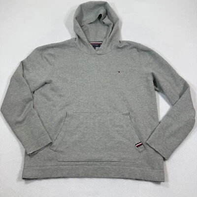 Tommy Hilfiger Sudadera con Capucha Hombre Grande Gris Pullover Polar Logo Informal Sudadera Foto 1 de 4