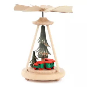Pinnacle Peak Trading German Wood Mini Pyramid with Train 3.9 Inch Natural Color - Picture 1 of 1