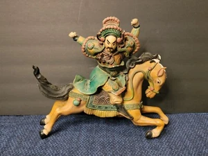 Chinesische Kunst Ming Dynastie Dachfliese Krieger mit Pferd Terrakotta Wand Mt Antik - Bild 1 von 7