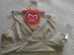 GIRLS' MAIDENFORM COTTON BRALETTE - NUDE - SIZE LARGE - NEW WITH TAGS - Picture 1 of 5