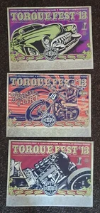 Set Of 3 Poster Print Rat Fink Art Hot Rod Kustom Vintage Motorcycle Torque Fest - Picture 1 of 5