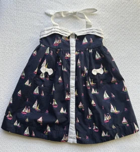Janie And Jack Dress 12-18 Months Sailboat Sail Away Beach Ocean Preppy Halter - Picture 1 of 5