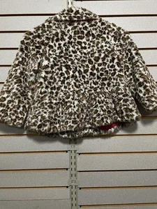 Gymboree Cheetah Leopard One Button Faux Fur Coat Pink Lined Small 5 6 Parisian - Picture 1 of 5