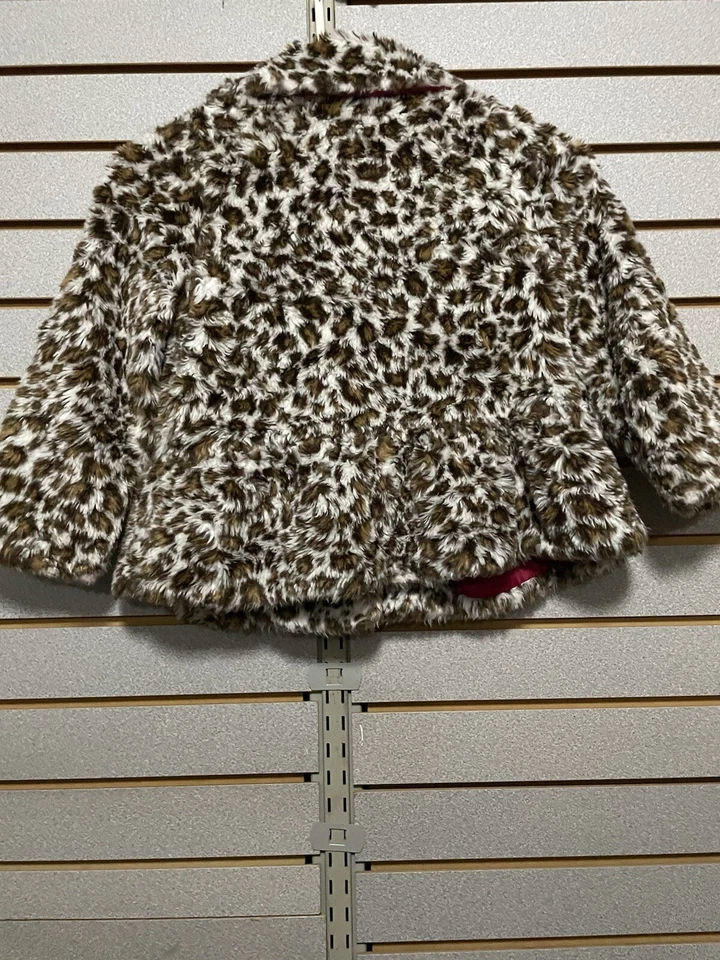 Abrigo Gymboree Guepardo Leopardo Un Botón Imitación Piel Rosa Forrado Pequeño 5 6 Parisino Foto 1 de 4