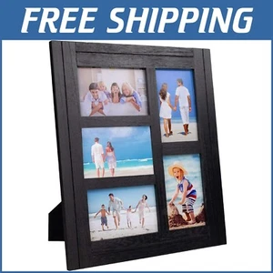 Charming 5-Photo Collage Frame in Rustic Barnwood - Ideal for Farmhouse Decor - Picture 1 of 6