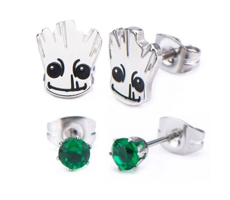 Marvel Guardianes de la Galaxia Groot Set Pendientes Poste Acero Inoxidable 316L Foto 1 de 1