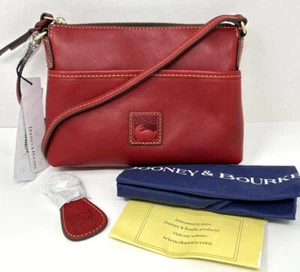 New~Dooney & Bourke Florentine Leather Ginger Crossbody + Keyfob ~ Red - Picture 1 of 4